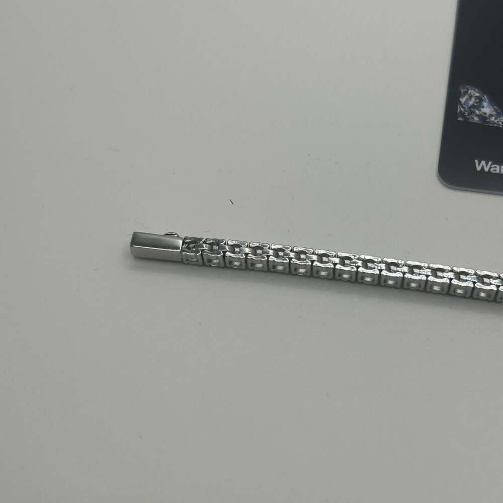 3mm Moissanite Silver Tennis Bracelet 8 Inch GRA Certified Passes Tester VVS1 - Picture 7 of 8